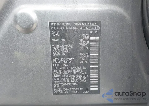 2016 Nissan Rogue S z USA, uszkodzony, nr VIN KNMAT2MT6GP594140